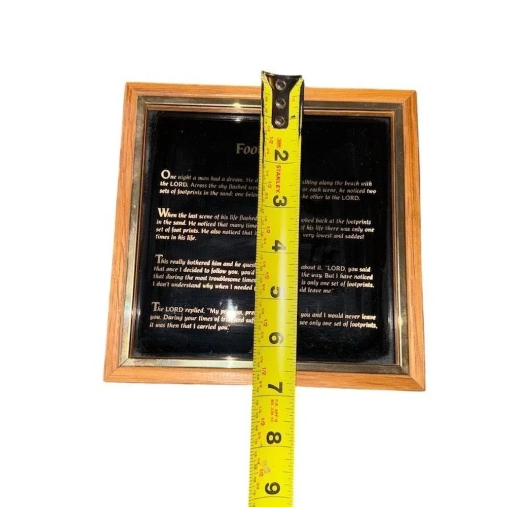 Footprints Poem Framed Plaque Wall Decor Black 9in Religious‎ Inspirational